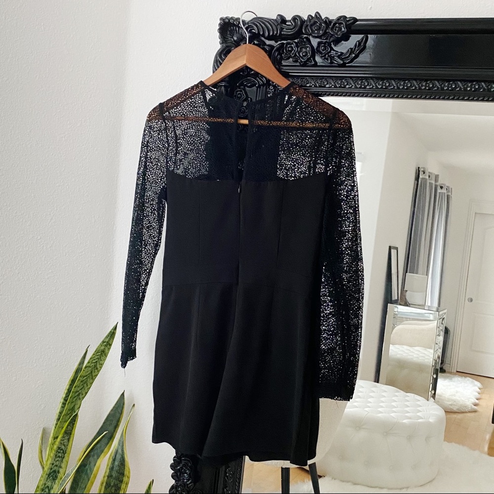 Garage | Women’s Black Long Sleeve Mesh Romper - Picture 4 of 5
